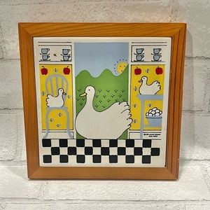 Vintage Black and White Check Lillian Vernon Duck or Goose trivet